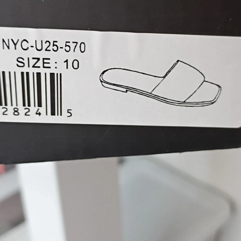 New York & Company Women's 9  Tan Slide Sandals Single Band Stich Flat Sandal - Picture 8 of 8